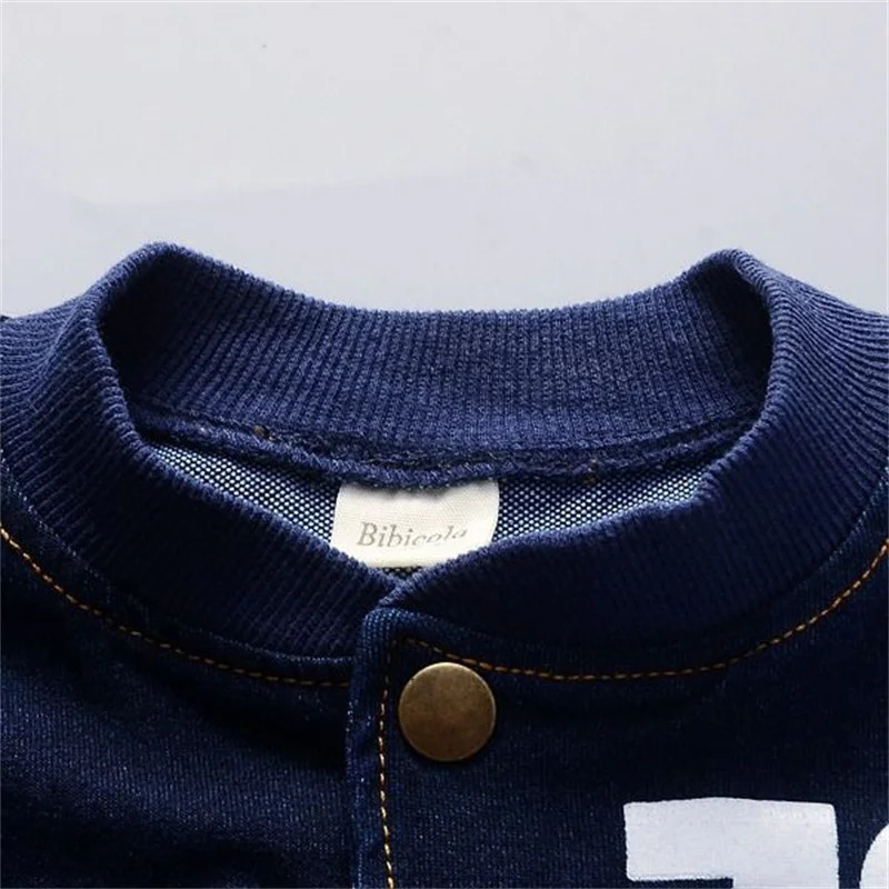 Spring and autumn toddler boy 76 decorative printed coatelastic jeans suit fashion Joker. 250224