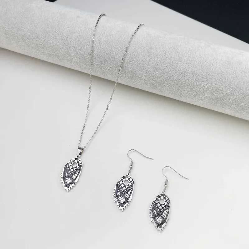 Stainless steel necklace Arabic map scarf Pendant Mens white necklace Middle Eastern accessories Europe and X250224