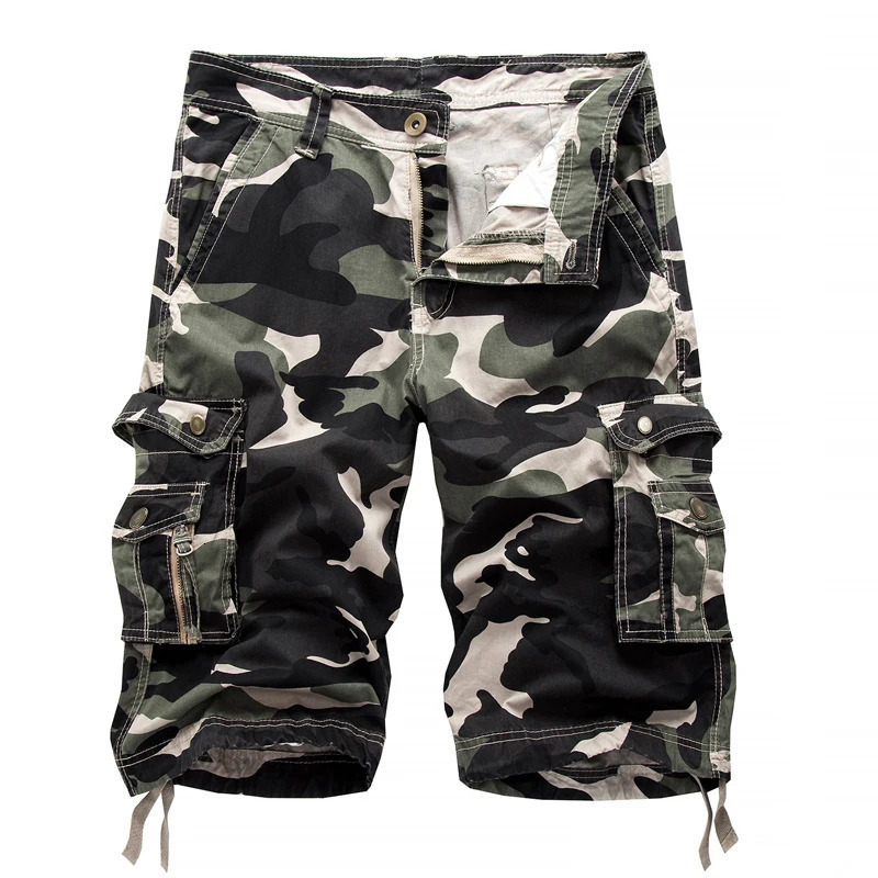 2023 Summer Cargo Shorts Men Camouflage Cotton Casual Knee Length Pants Mens Clothing Comfortable Camo 250214