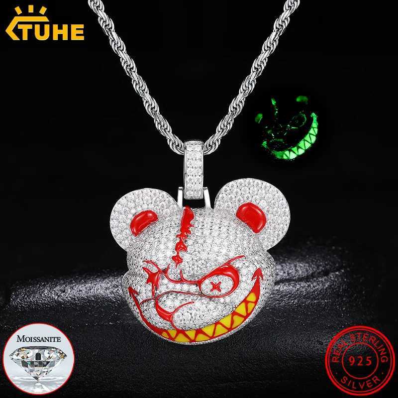 High Quality Luminous Style Pendant S925 Moissanite Pendant Necklace Rope Chain For Men Hip Hop Jewelry Nightclub Gift X250224
