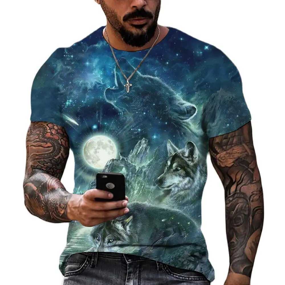 2024 Wolf T Shirt For Mens Animal Print Short Sleeve Top 3D Casual Street Mans T-shirt Oversized Tee Shirt Men Vintage Clothing W250224