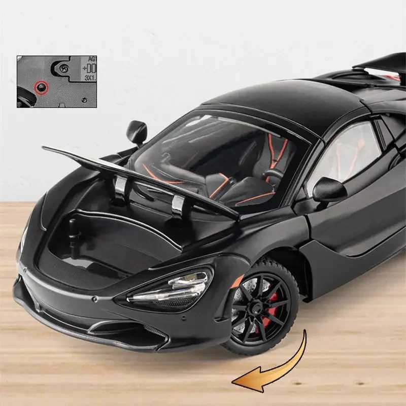 1 24 McLaren 720S Alloy Racing Diecast Metal Sports Car Model Silation Sound and Light Collection Childrens Toy Gift Free shipping