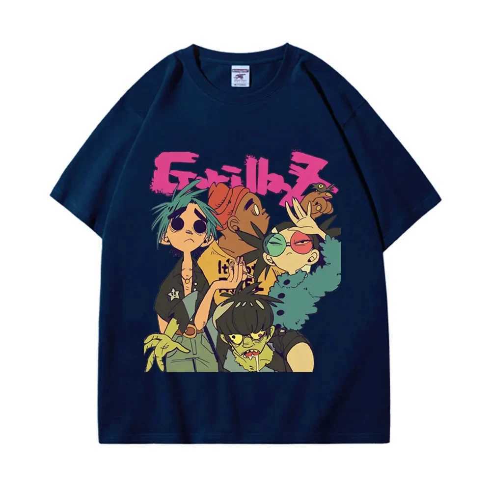 Trend Band Gorillaz Printed T Shirts Men Women The High Street Fashion Oversized T-shirts Gothic Hip Hop Short Sleeve T-shirt W250224