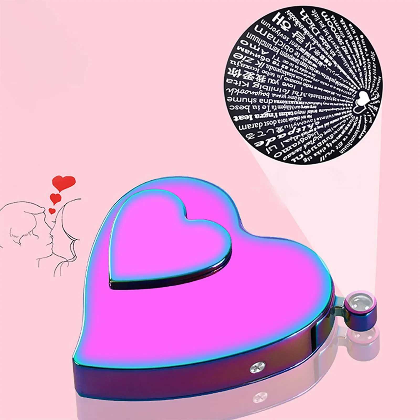 Heart Lighter Windproof Creative Personalized Gift Red Flame Torch Lighter Love Gas and Electric Dual-use Lighters Cute GiftT250224
