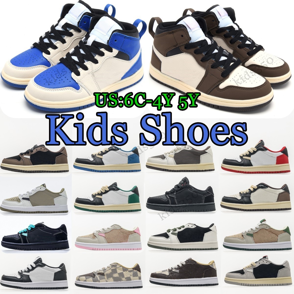 Kids Shoes 4Y 5Y Toddler Sneakers boys girls Black Olive Mocha trainers Infants kid youth Baby Basketball pink blue Designer Shoe