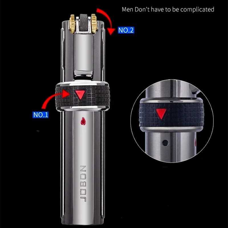 JOBON-Personalized Windproof Gas Lighter Triple Torch Refill Jet Flame Metal Spray Gun Kitchen Pipe Cigar Lighter GadgetT250224