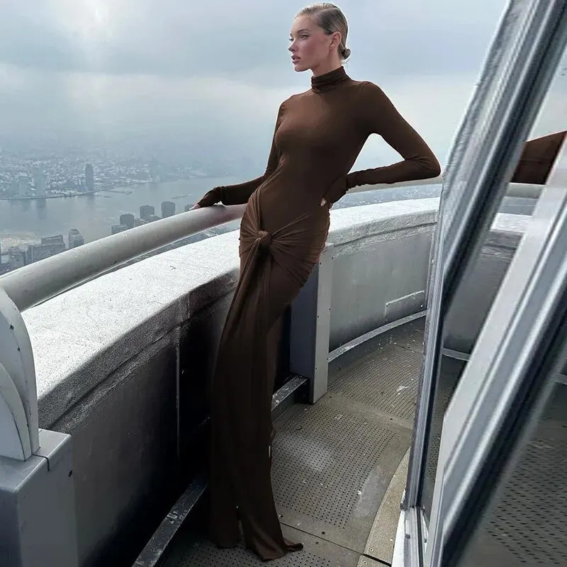 Hawthaw Women Spring Autumn Elegant Long Sleeve Party Club Streetwear Bodycon Red Dress Wholesale Items For Business 250222