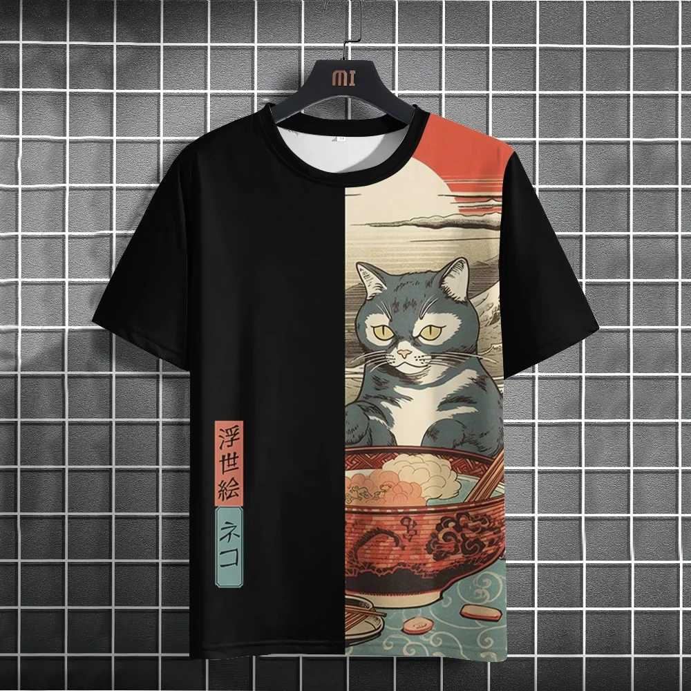 2024 T Shirt Men Japanese Samurai Cat 3d Printed T Shirts For Casual Fashion Funny Shirt Top Tee Men Clothing W250224