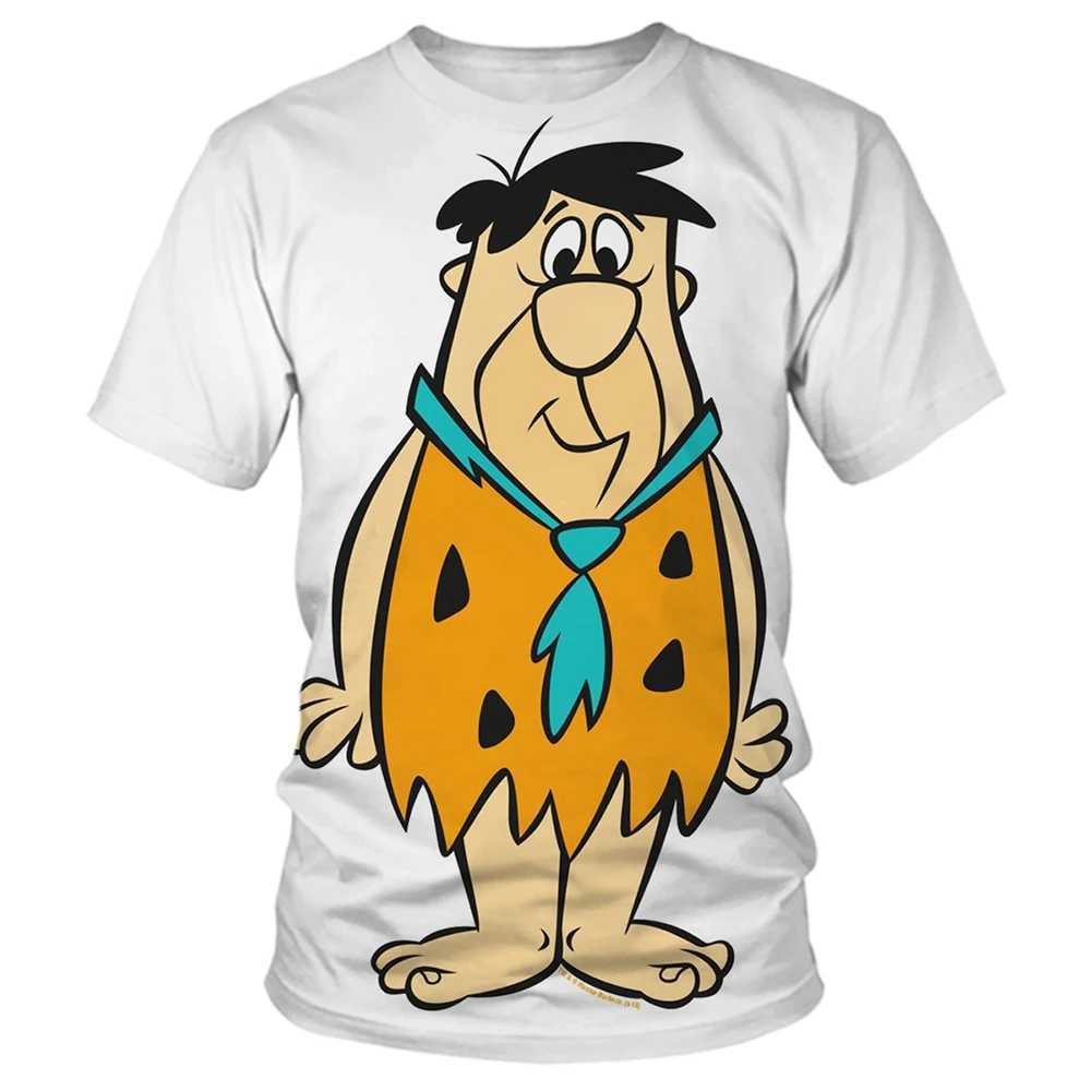 New Fashion Fun Cartoon The Flintstones Men and Women Fun Series 3D Printed T-shirt W250224