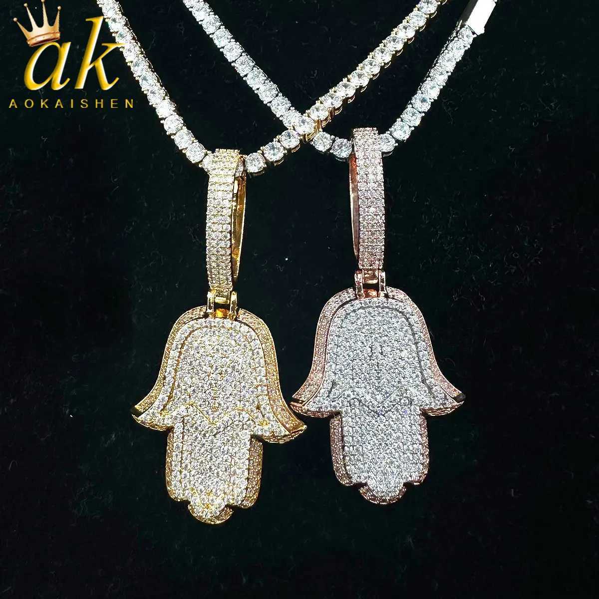 Aokaishen Out Big Halma Pendant Gold Color Hip Hop Jewelry X250224