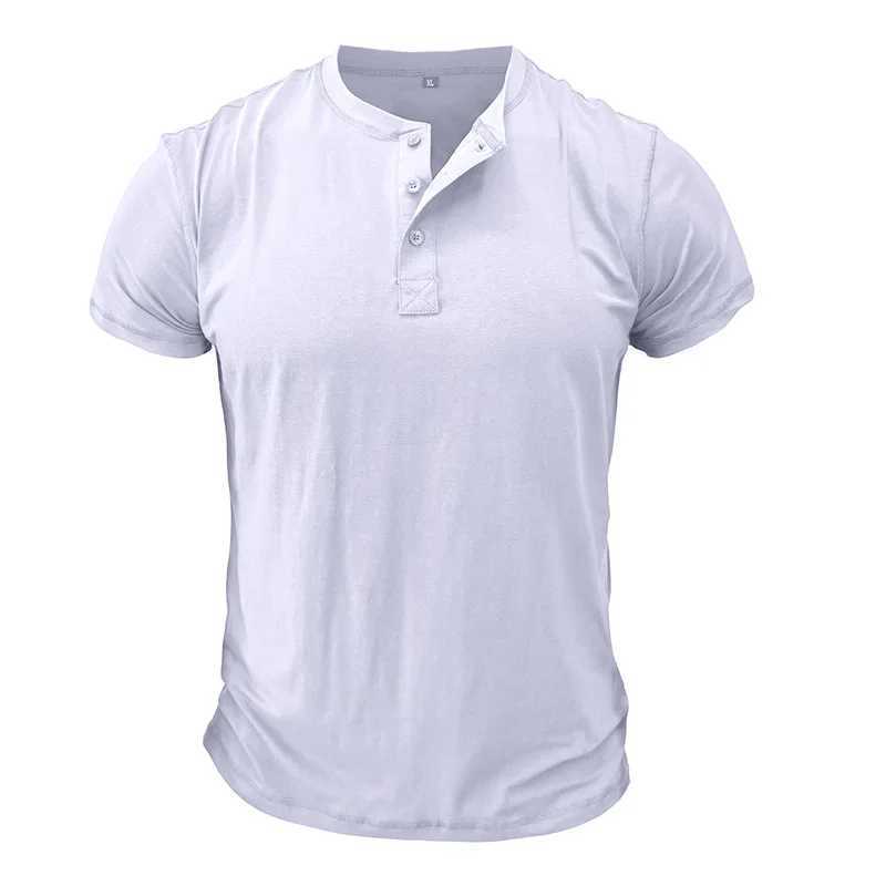 Summer European and American mens short sleeved round neck T-shirt foreign trade mens Henry shirt mens T-shirt top W250224