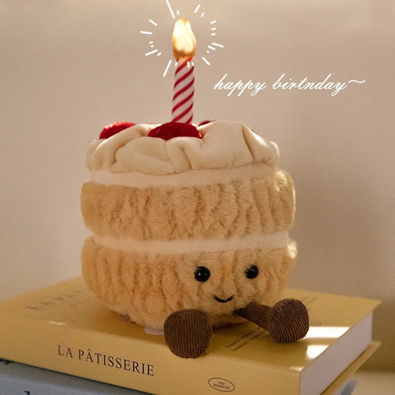 Lifelike Strawberry Cake Plush Toys Cute Stuffed Fruit Ice Cream Snack Birthday Candle Party Decor Gift for Kids Baby 250221