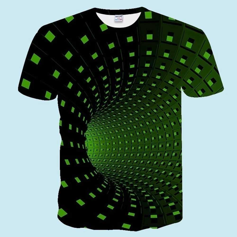 Summer mens fashion trend vortex short sleeved T-shirt casual 3D printed vortex printed pattern T-shirt short sleeved top W250224
