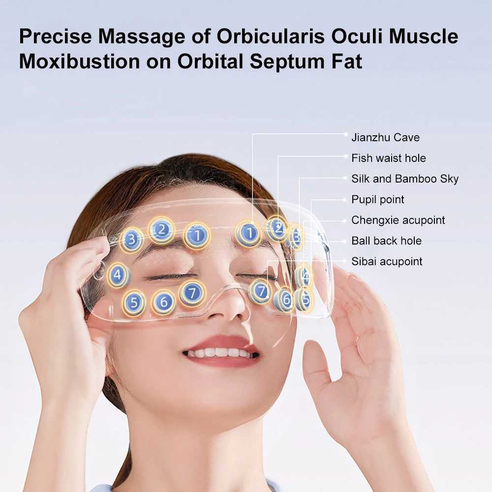 Vibration Eye Massager Electric Eye Massage Glasses Therapy Bluetooth Acupressure Relief Fatigue Dark CirclesXJ250224
