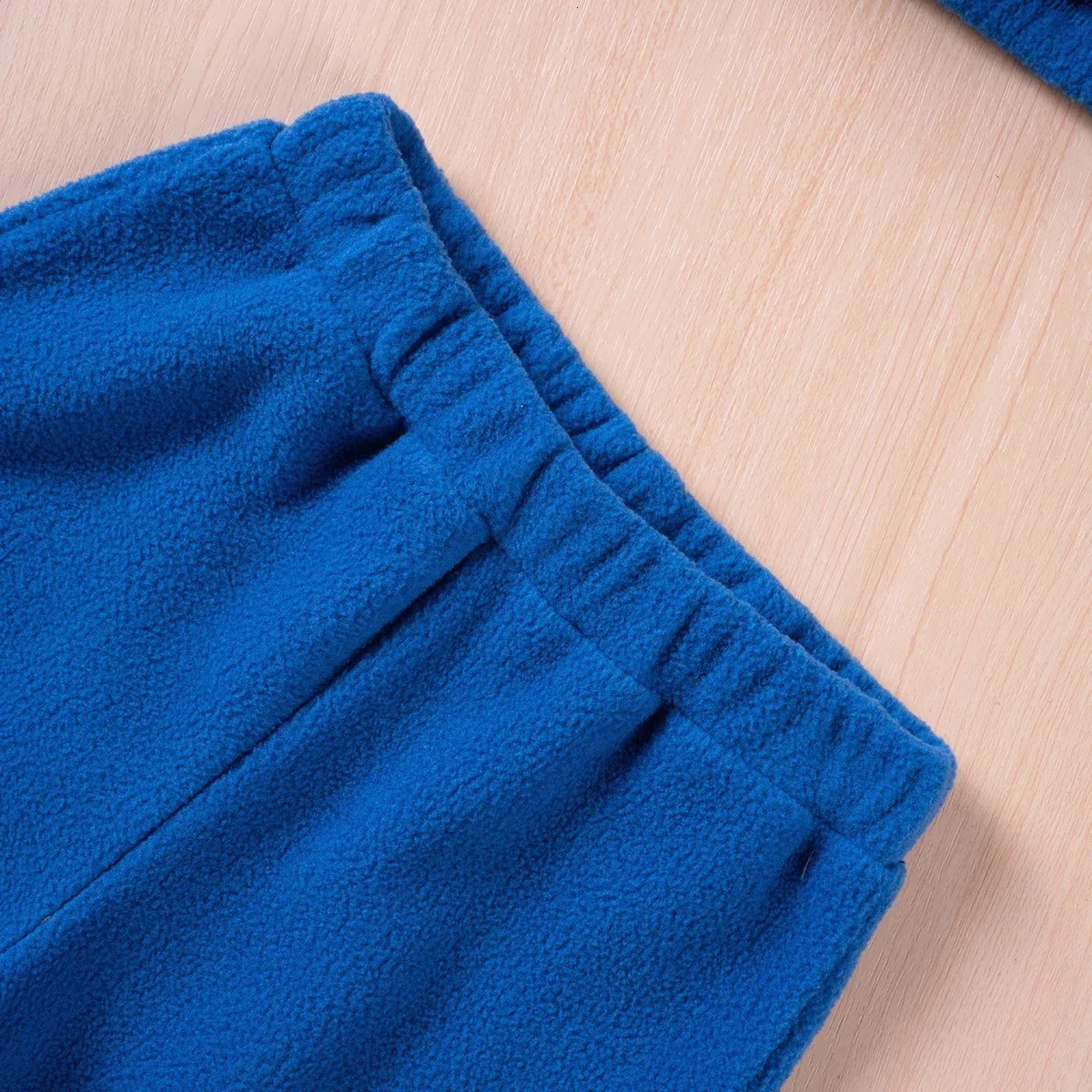 Toddler Winter Suit Boys Girls Solid Colour Sweatshirt Fashion Two Pieces Zipper Style Rocker Fleece Comfortable Warmth 250224