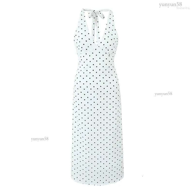Casual Dresses YENKYE Vintage Polka Dot Halter Women Sexy Backless A-line Holiday Party Dress Summer Robe