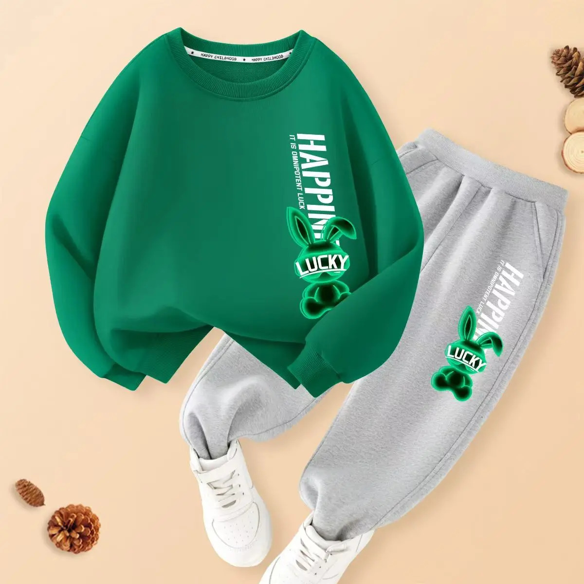 Autumn Baby Girls Clothes Set Kid Boy Cartoon Printed Sweatshirt Pullover And Pants 2pcs Suit Children Top Bottom Tracksuit 250224