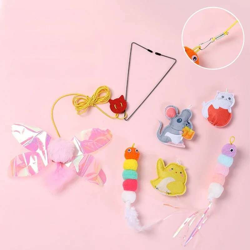 Long Rope Accessories Pet Kitten Cat Toy Swing Sticky Disc Elastic with Bell Hanging Door Teasing