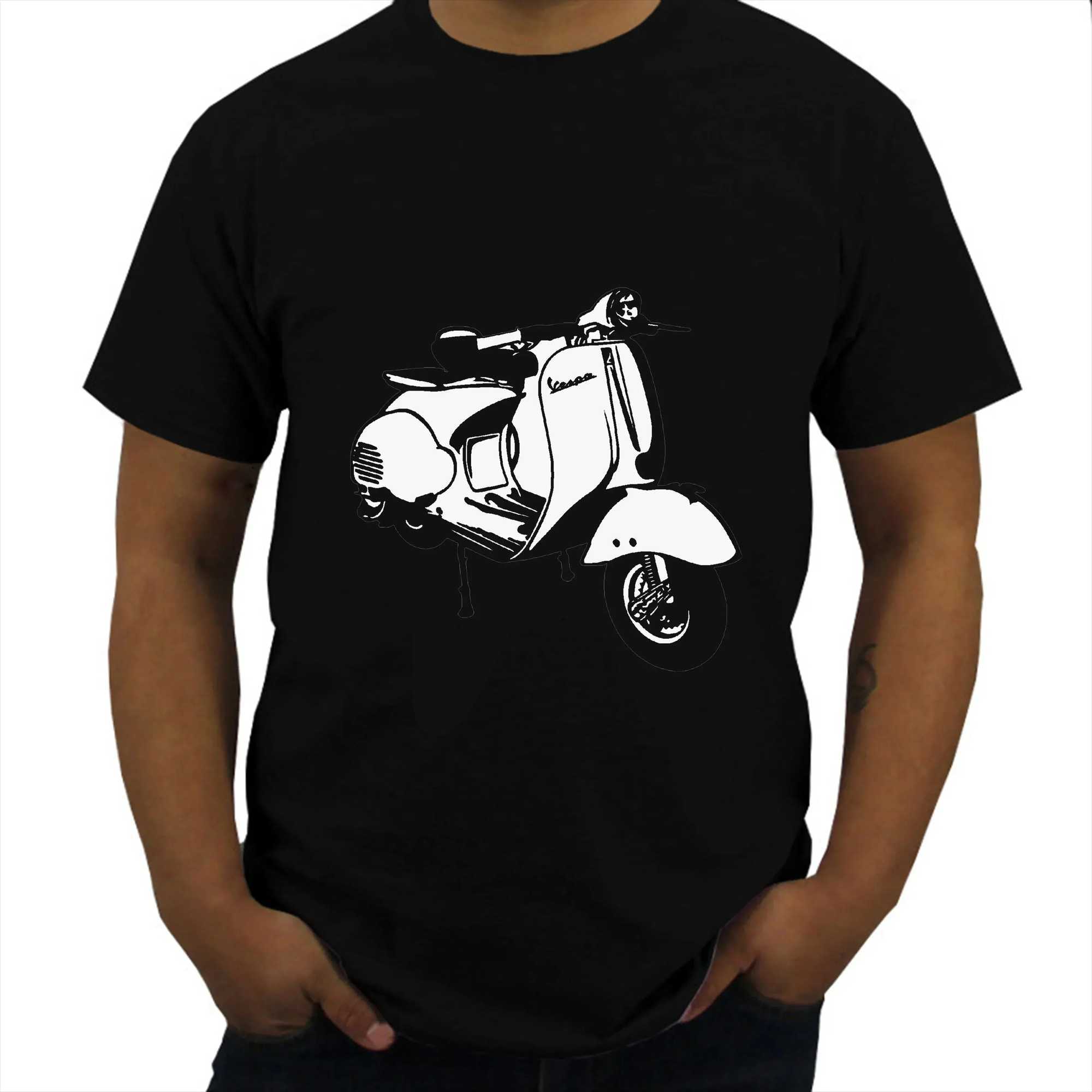 Retro Street Harajuku Motorcycle T-shirt Short SLeeve Top Mens Shirt Fashion Neutral T-shirt Printed Blakc White T-shirt W250224