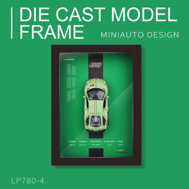 1 32 Photo Frame Version Alloy Metal Sports Car Model Simulation 3D Racing Car Hanging Painting Collection Kids Gifts Decoration Z250224
