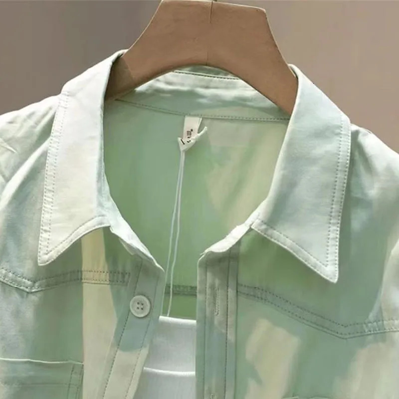 Lucyever Spring Summer Loose Cropped Blouses 2025 Long Sleeve Thin Casual Coats Female Korean Fashion Streetwear Blusas Tops 250224