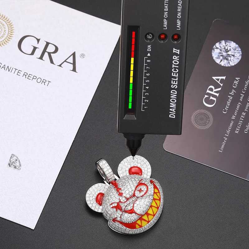 High Quality Luminous Style Pendant S925 Moissanite Pendant Necklace Rope Chain For Men Hip Hop Jewelry Nightclub Gift X250224