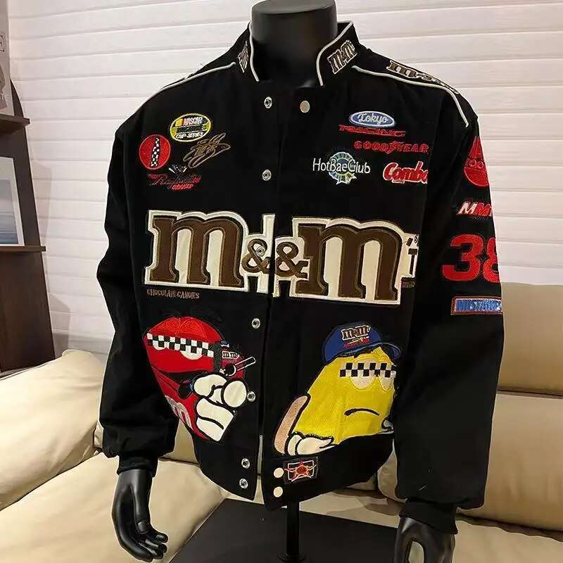 American Cartoon Embroidery Men Baseball Unisex Spring Autumn vintage Fashion Crand Loose Jacket motorcycle Printing Coat