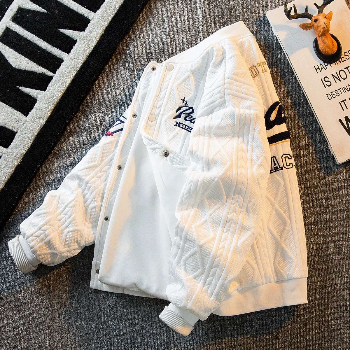 Heavy Retro American Vibe Style Baseball Men 2023 Trendy Brand Bomber Jacket Winter Wear Jackets Coats