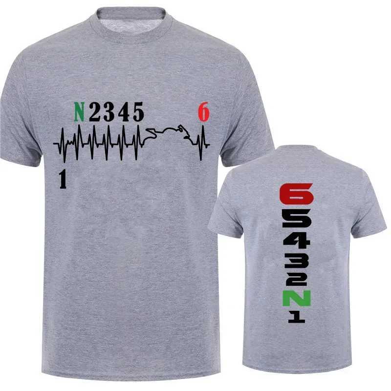 Retro Mens T-shirt Manual Transmission N23456 Motorcycle Gear Shift Heartbeat Bicycle Printed Top T-shirt Street T-shirt W250224