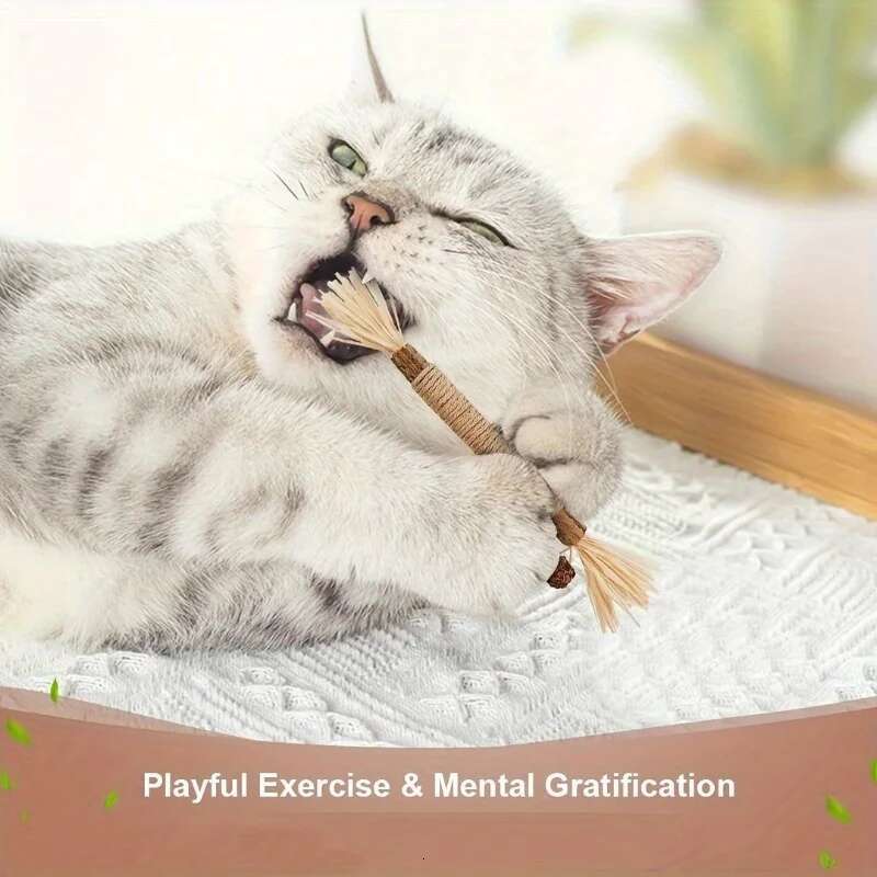 1 Pc Toys Siervine Chew Polygonum Kitty Raffia Grass Supplies Cleaning Teeth Stick Pet Bite Cat Toy Hemp Rope
