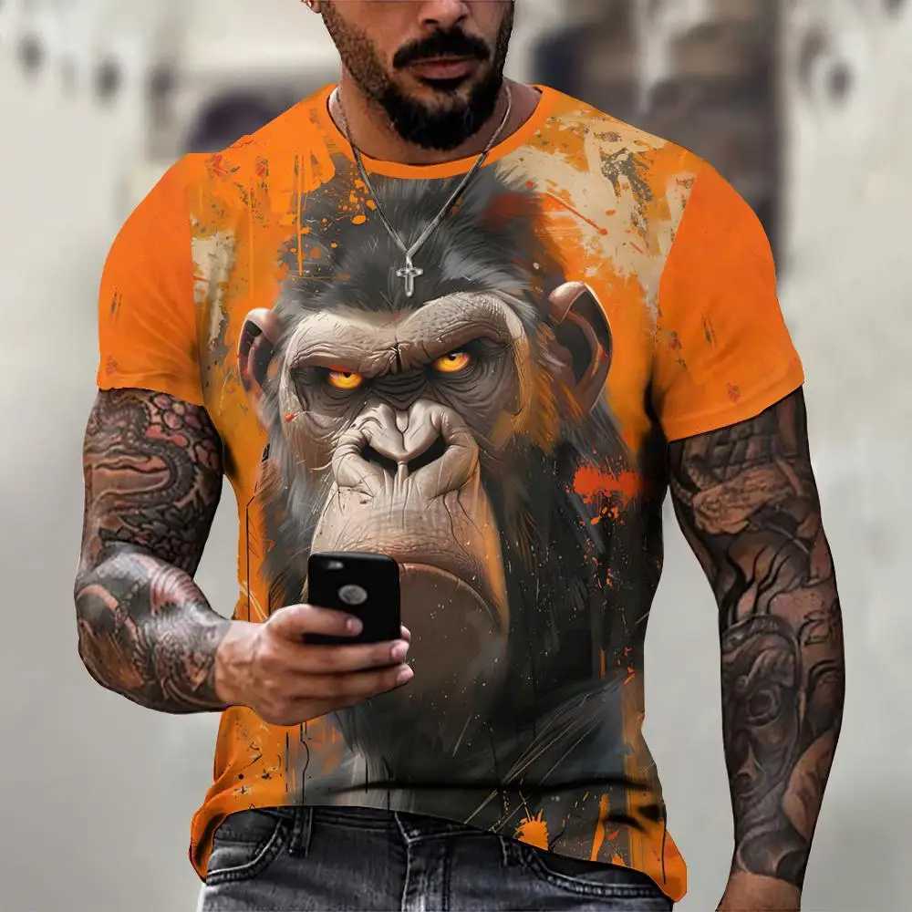 Angry Animal Graphic Mens T-shirt Fashion Large Size Funny 3D Printed Mens T-shirt Pulling Short Sleeve Mens Clothing Top W250224