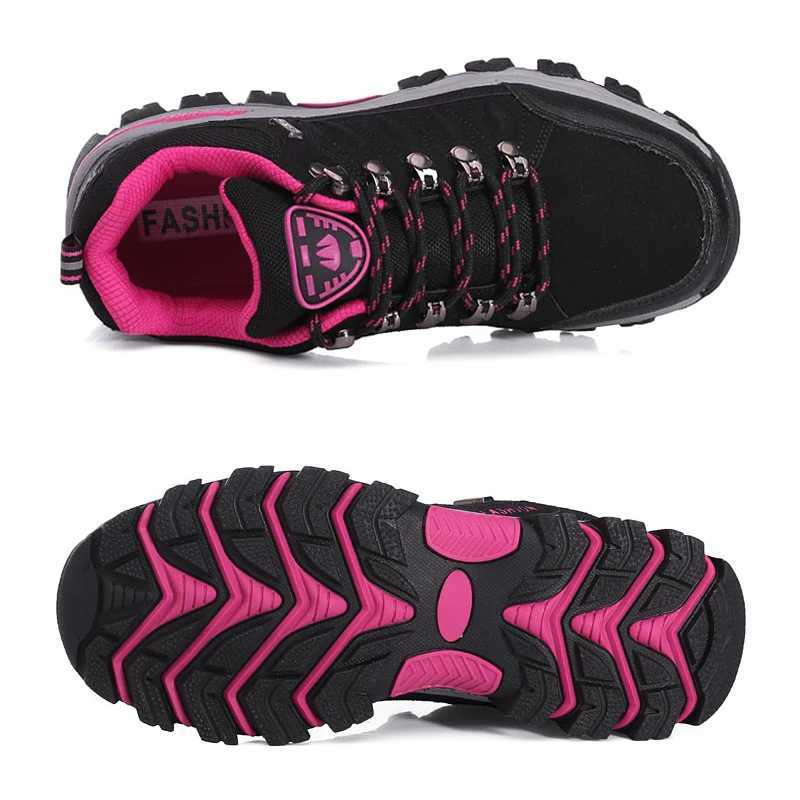 Autumn Spring Women Outdoor Leather Trekking Hiking Shoes Woman Mountain Sneakers Treking Walking Camping Trail ClimbingC250222