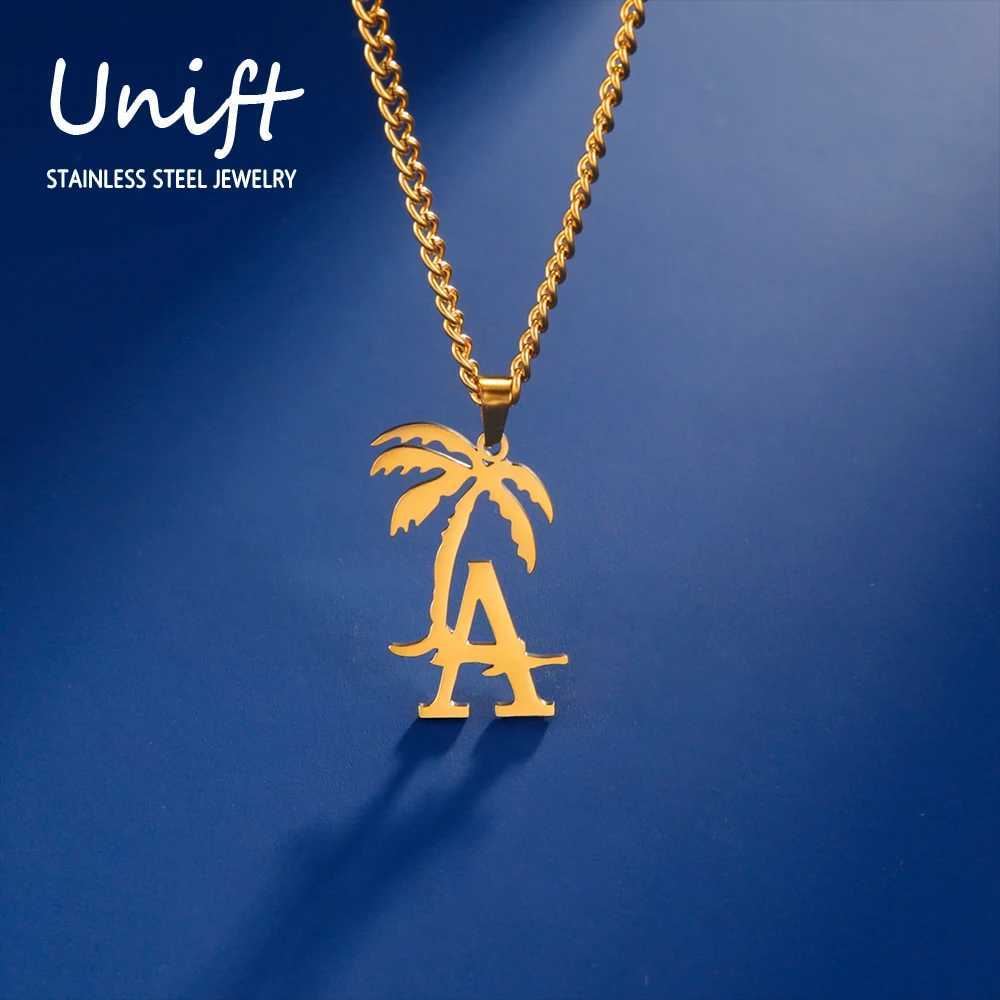 Unift LA Beach Palm Tree Necklace Stainless Steel Summer Necklace Suitable for Wen Girls Fashion Bridesmaids Jewelry Travel Holiday Gifts X250224