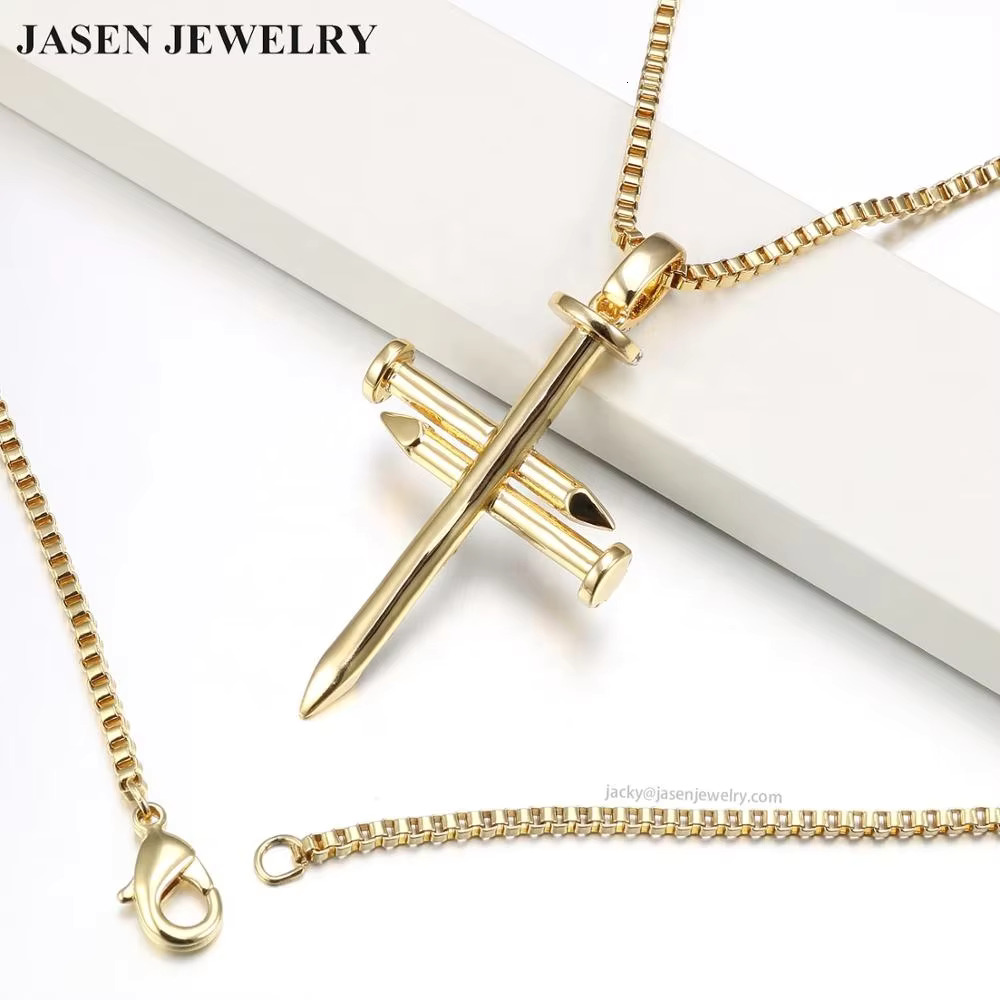 Jasen Sterg Sier Cross Necklace Gold Plated Jewelry Pendants & Charms