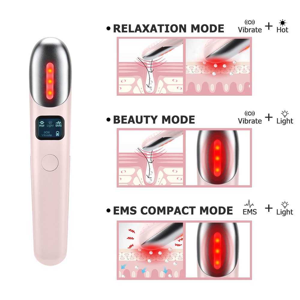 EMS Eye Massager Hot Compression Vibration Wrinkle and Black Eye Circle Removal Pen Anti Aging Puffing Removal Eye Care Beauty Massage ToolXJ250224