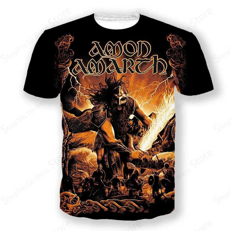 Men Graphic T-shirt Metal Amon Amarth 3d Print Tshirt Men Women Fashion Short Sleeve T-shirt Hip Hop Tops Tees Rock Band T shirt W250224