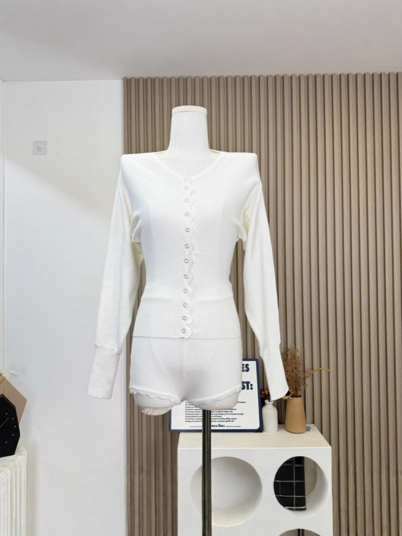 Women's Tracksuits Elegant Knitted Long Sleeve O-neck Short Cardigans Set Fashion Women Elastic Bodycon Shorts Suits Female Street Club