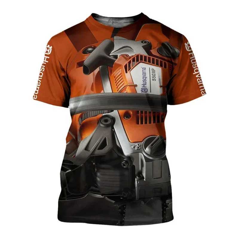 Impact Drill Chainsaw Machine Mechanical 3D Printing Mens Short Sleeved Comfortable And Breathable T-Shirt Daily Street Trend W250224