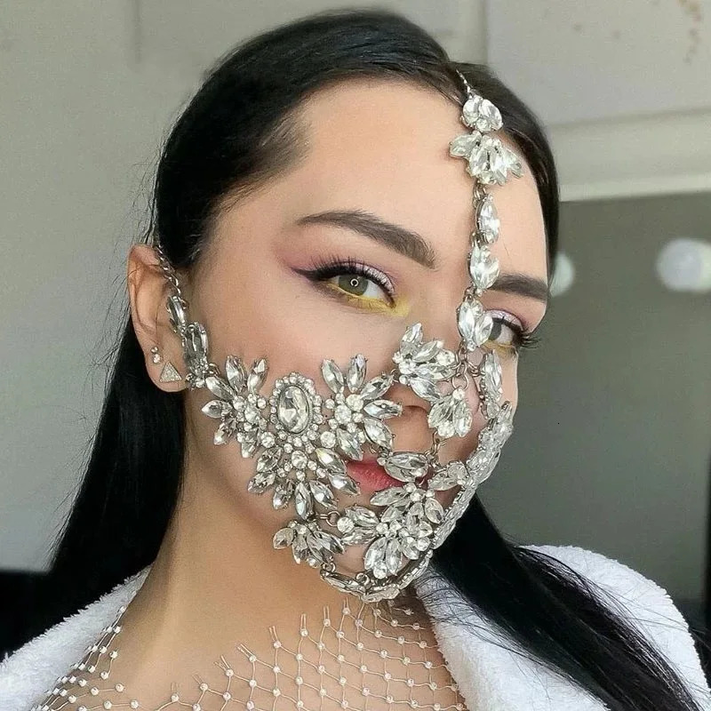 Handmade Crystal Half Face Jewelry Cosplay Party Props Girl Birthday Gift 250222 - view 5
