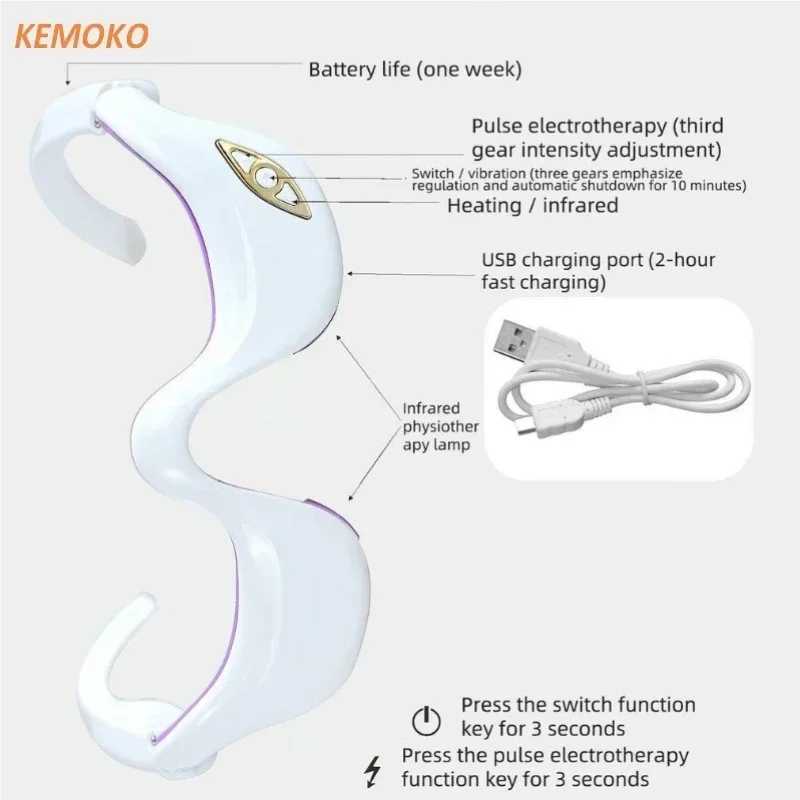 LED Micro Current Pulse Eye Massager Relieves Eye Fatigue Fades Dark Circle Anti Wrinkle Heat Therapy Eye Beauty Device CurrentXJ250224