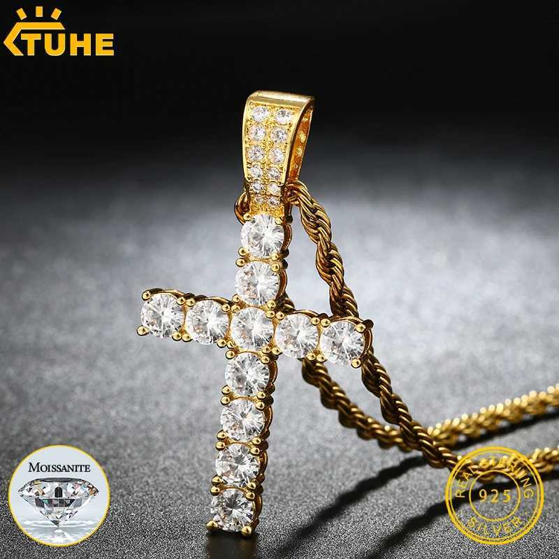 5mm Tennis Cross Pendant Hip Hop Jewelry Fly Mo Silica Pendant Necklace with Exquisite Jewelry Tennis Chain X250224