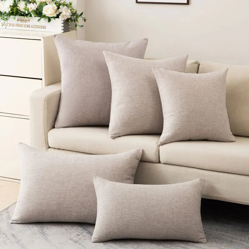 Scandinavian ins style solid colour pillow cover heavy cotton linen living room sofa cushion winter waist pillow case 250224
