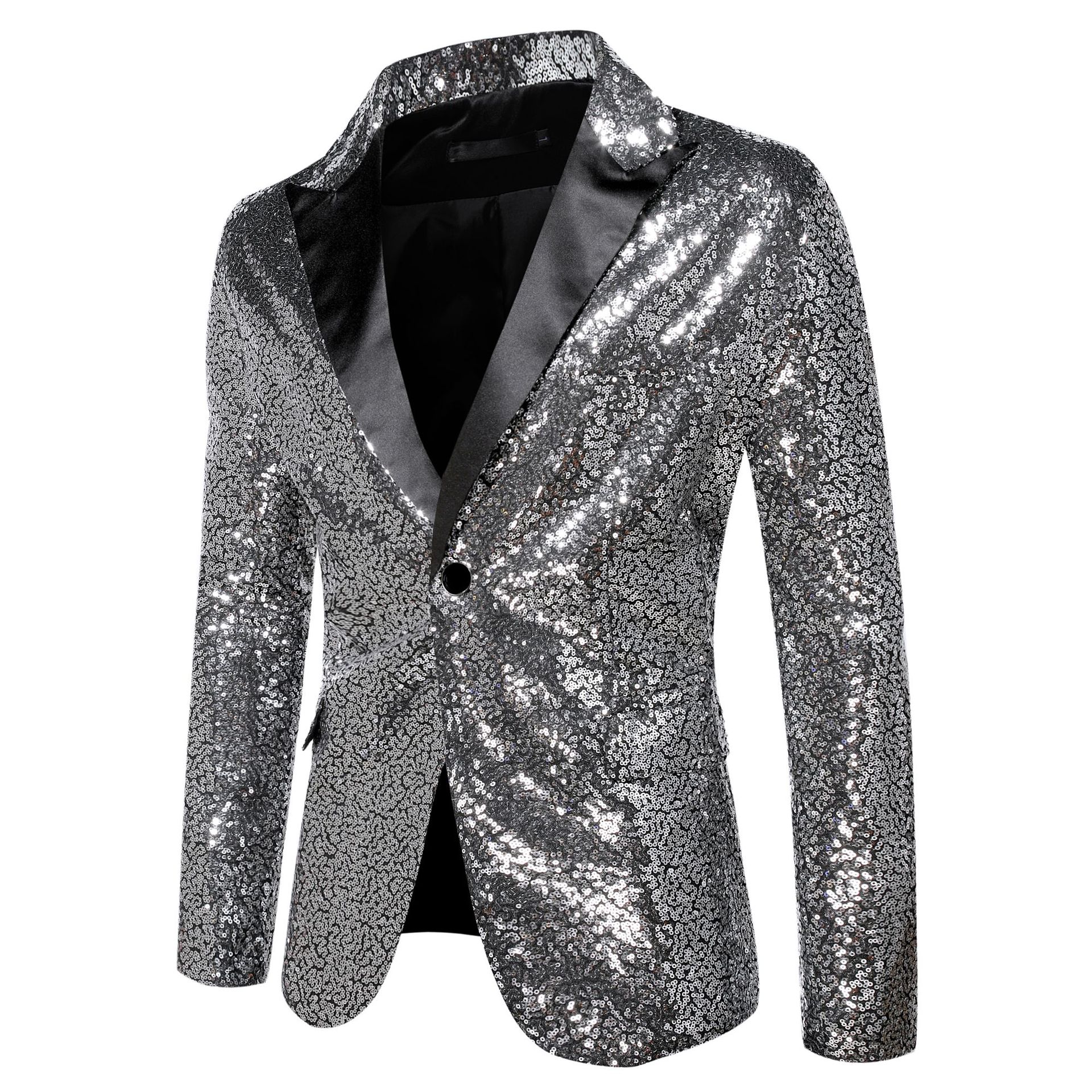 K896 Two-Color Sequin Small Suit - Large Size Men's Stage Performance Costume for Singers