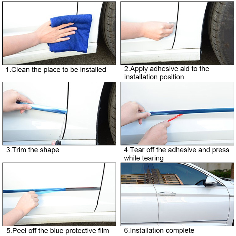 Chrome Body Strip Bumper Door Protector Moulding Styg Sticker Window Car Exterior Trim Accessories
