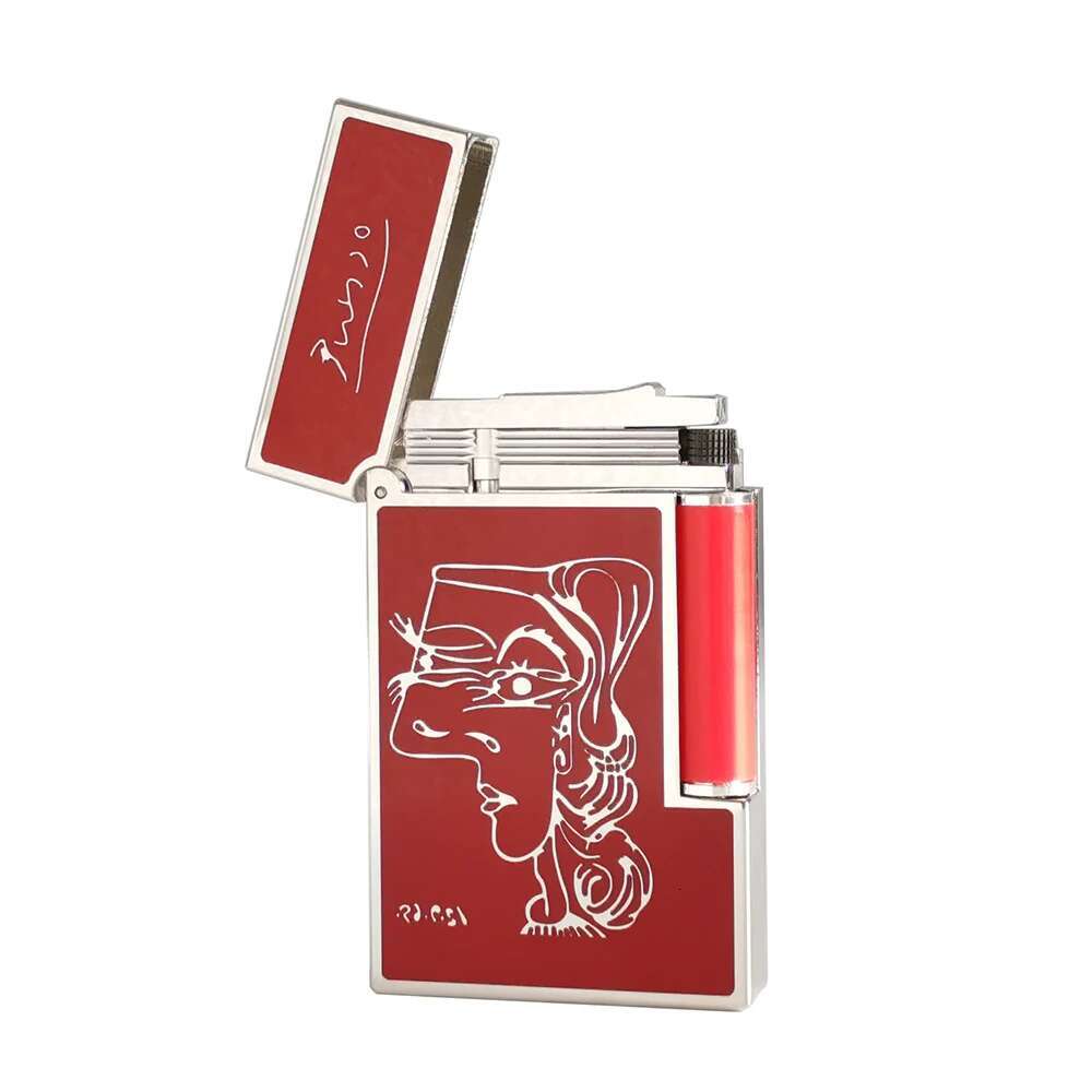 Brass Gas Lighters Lacquer Beauty Girl Pattern Cigarette Tobacco Tools Men Gifts Collections