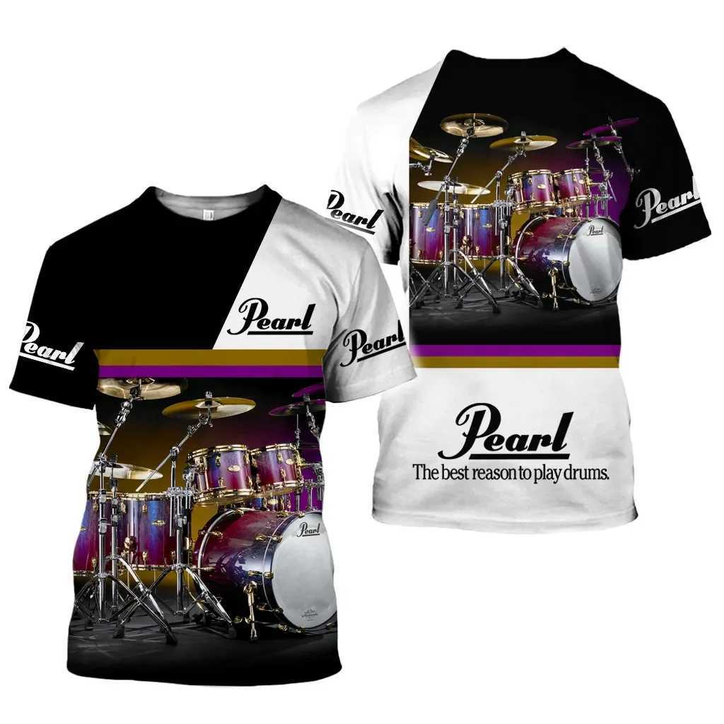 Classic Instrument Drumbeat 3D Printed Pattern Summer Mens T-shirt Oversized Casual Short Sleeve Shirt Trend Fashion Music Top W250224