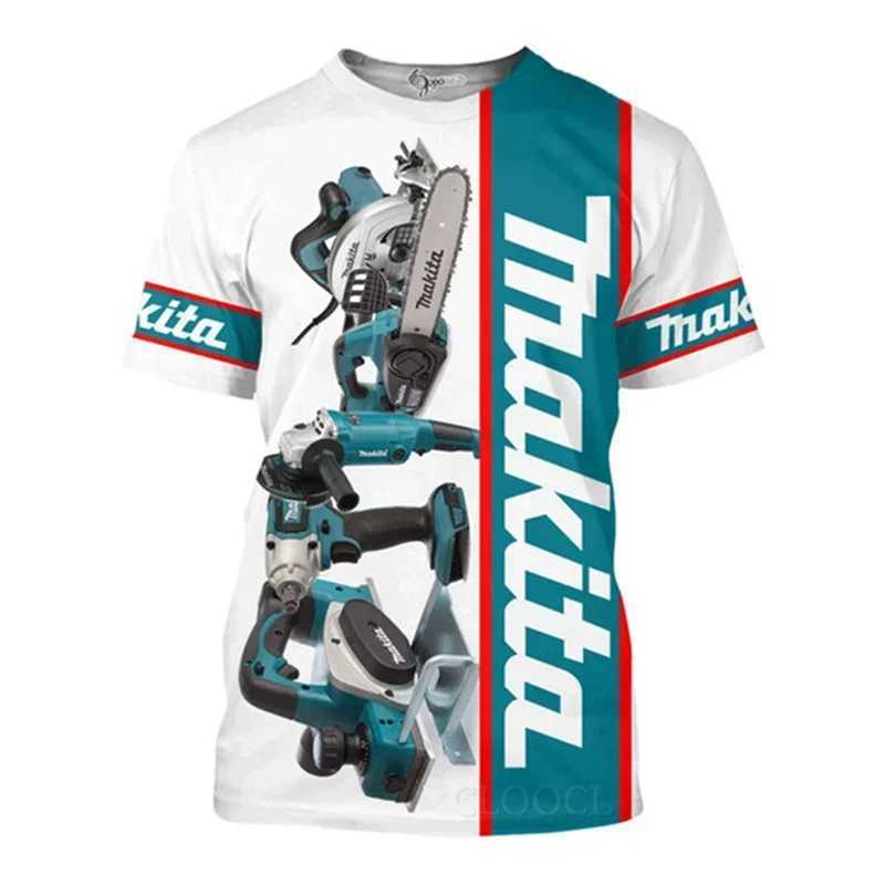 Impact Drill Chainsaw Machine Mechanical 3D Printing Mens Short Sleeved Comfortable And Breathable T-Shirt Daily Street Trend W250224