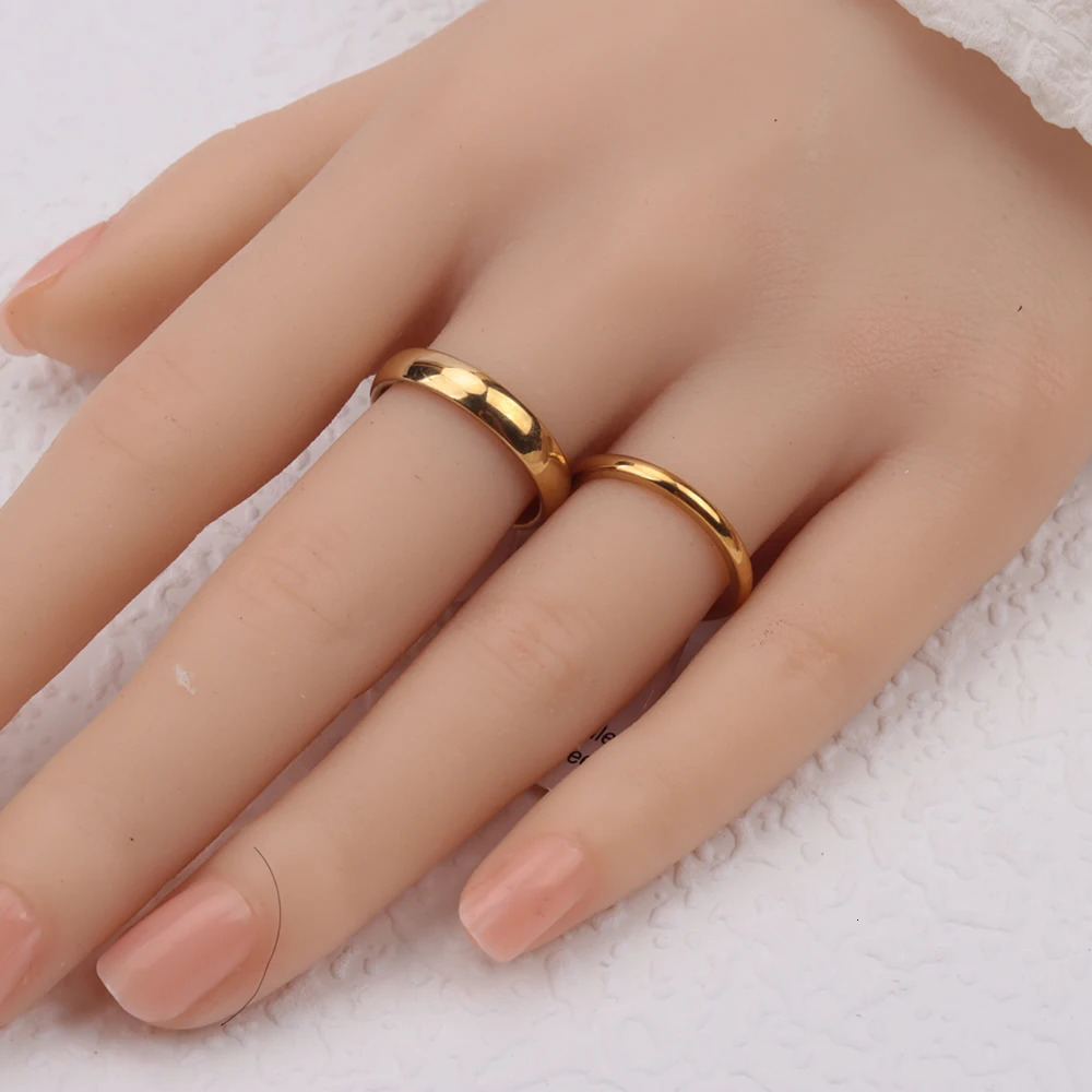 50Pcs/Lot Wholesale Smooth Stainless Steel Ring For Men Women Party Wedding Finger Jewelry Accessories Mix Width 2/4/6mm 250218