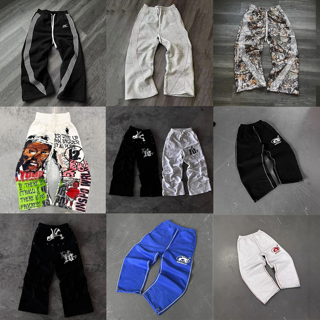 Men's Pants Streetwear American Sweatpants Y2K Men Women Harajuku Hip Hop Striped Pattern Baggy Casual Jogging Trousers