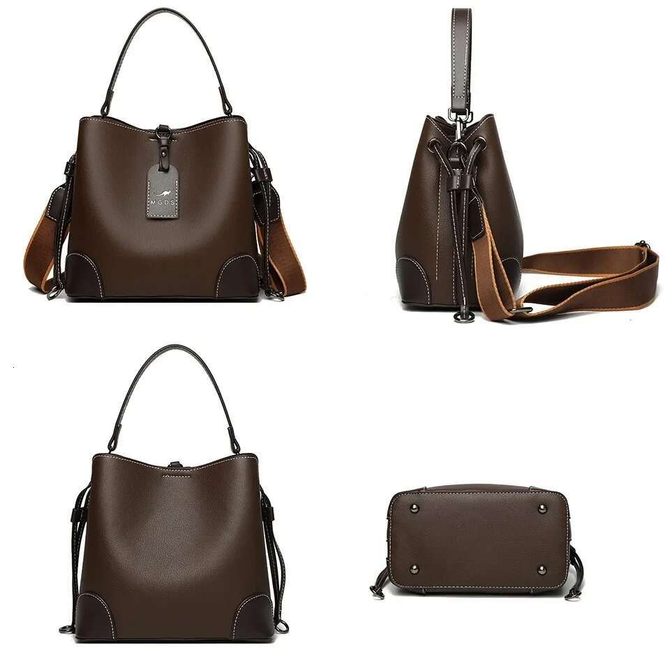 High-Capacity Soft Leather Womens Bucket Fashion Women Shoulder Messenger Bag Wear-resistant Ladies Handbag Sac